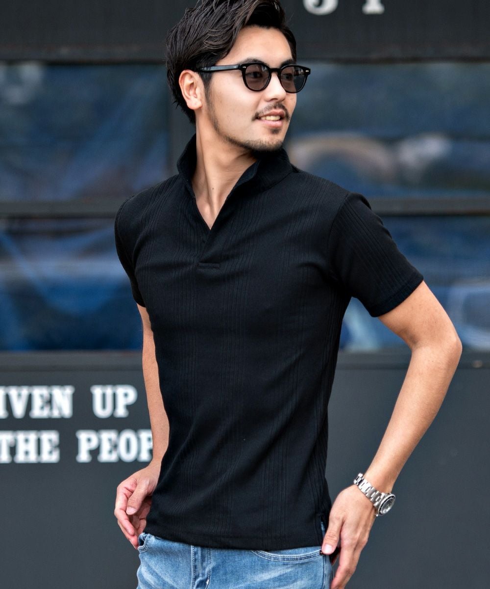 CavariA(キャバリア)ワイヤー入りランダムテレコポロシャツ/全6色