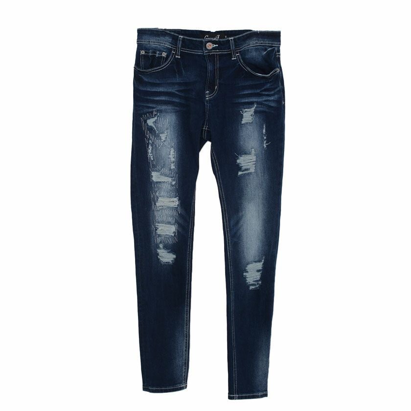 デニムパンツ メンズ CavariA(キャバリア)ダメージ加工ストレッチ