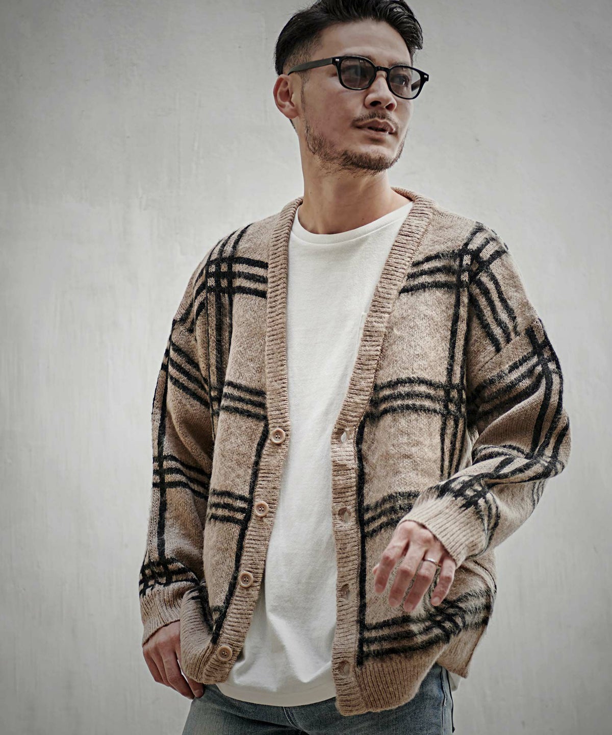 CavariA(キャバリア)総柄モヘアタッチジャガードビッグカーディガン/全10色