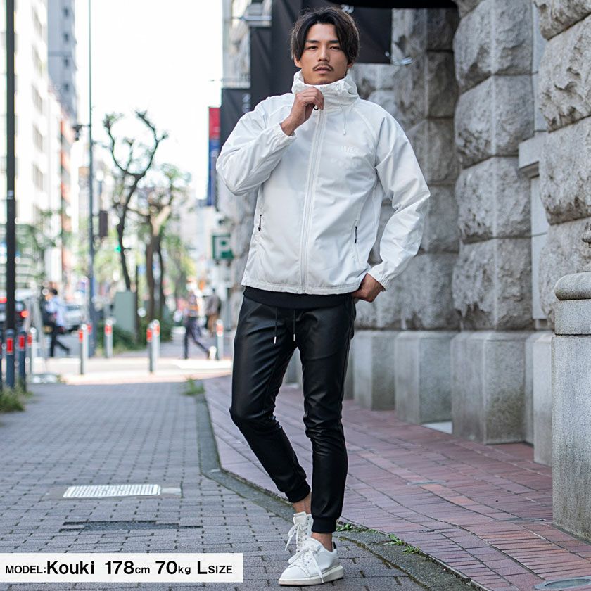 ジップパーカー メンズ LUXE／R(ラグジュ)高密度タフタ スター