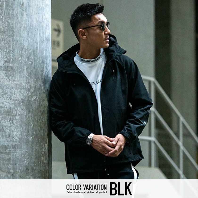 ジップパーカー メンズ LUXE／R(ラグジュ)高密度タフタ スター