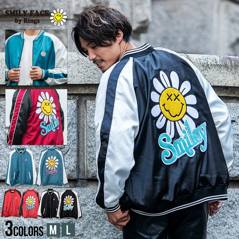 SMILEY FACE(スマイリーフェイス)フラワースマイルスカジャン/全3色
