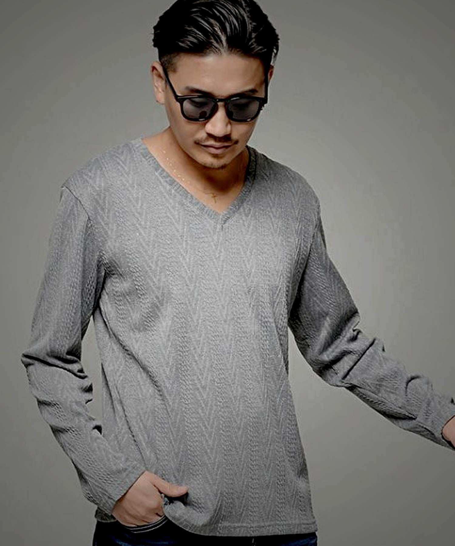 セーター メンズ CavariA(キャバリア)ケーブルVネックニットソー/全3色