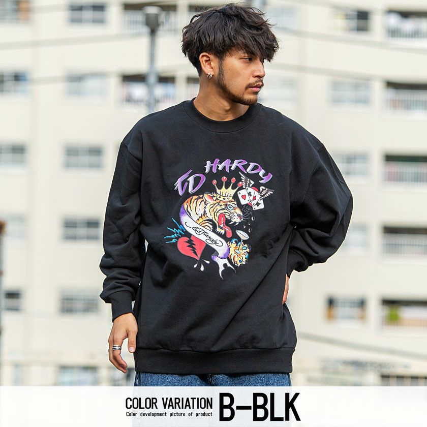 スウェット メンズ ED HARDY(エドハーディー)プリント長袖スウェット