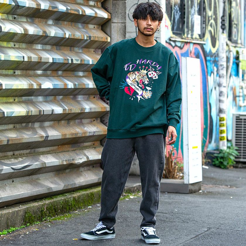 スウェット メンズ ED HARDY(エドハーディー)プリント長袖スウェット