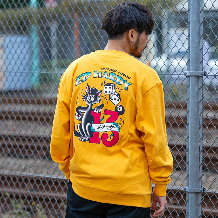 スウェット メンズ ED HARDY(エドハーディー)プリント長袖スウェット