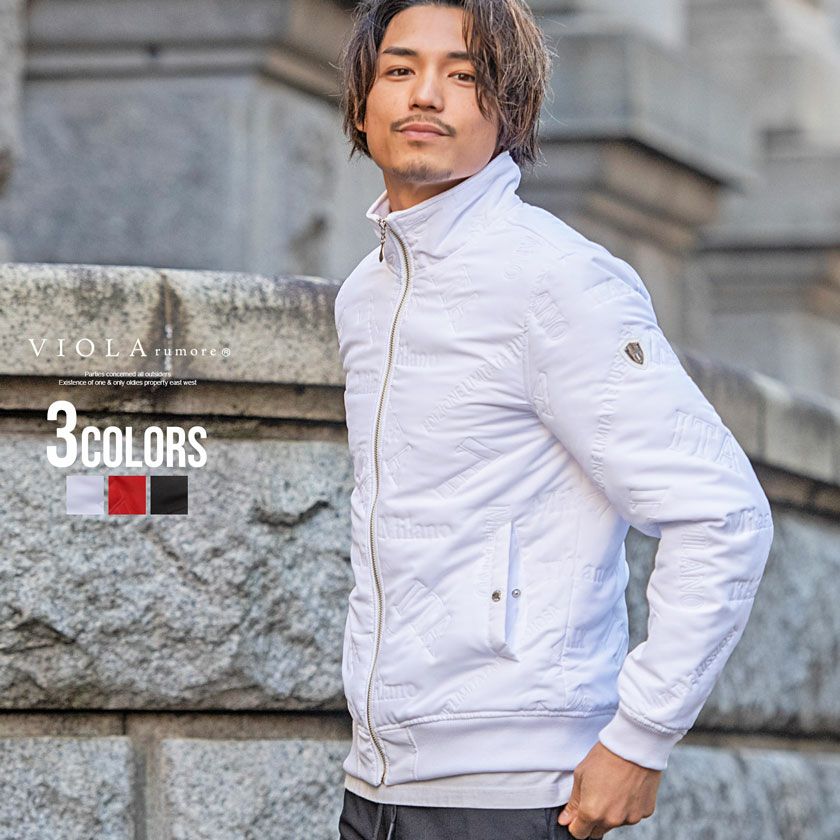 ブルゾン メンズ VIOLA(ヴィオラ)斜め文字圧着キルトフルZIP UP