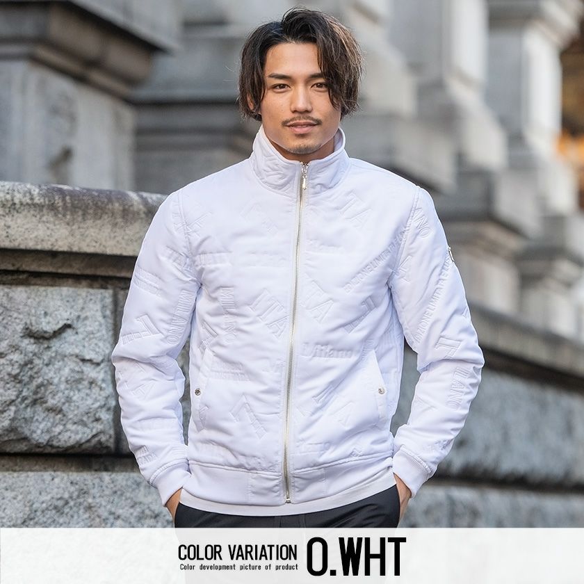 ブルゾン メンズ VIOLA(ヴィオラ)斜め文字圧着キルトフルZIP UP