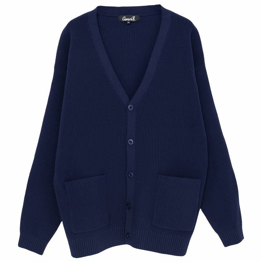 CABAa✴︎ ネイビー　カーディガン カーディガン メンズ CavariA(キャバリア)畦編みニットカーディガン/全4色