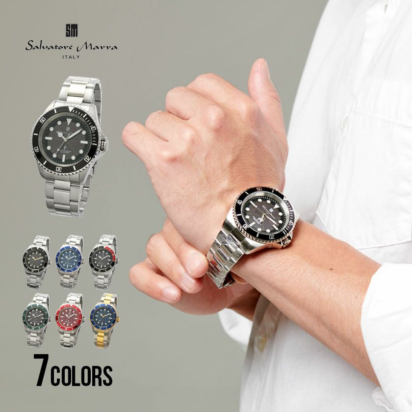 時計 メンズ Salvatore Marra(サルバトーレマーラ)3針メタルベルト