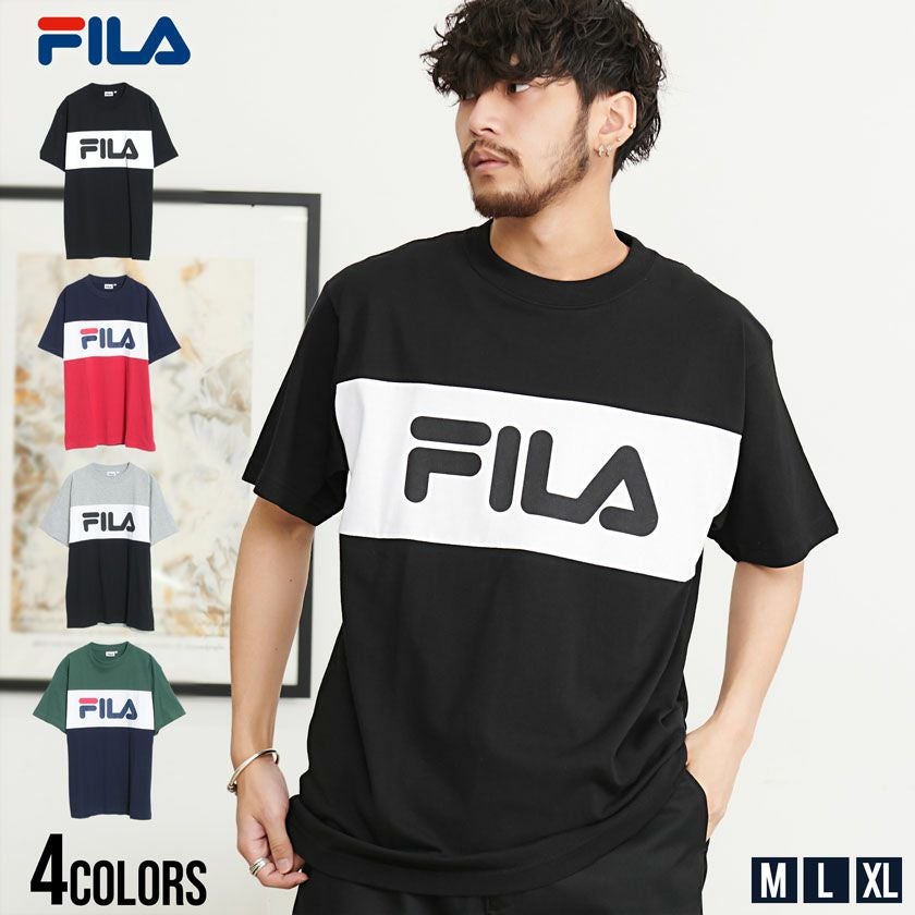 FILA フィラ テニスウェア 半袖Tシャツ VM5620ブラック メンズM新品 半袖Tシャツ メンズ FILA(フィラ)ロゴ切り替え半袖Tシャツ/全4色