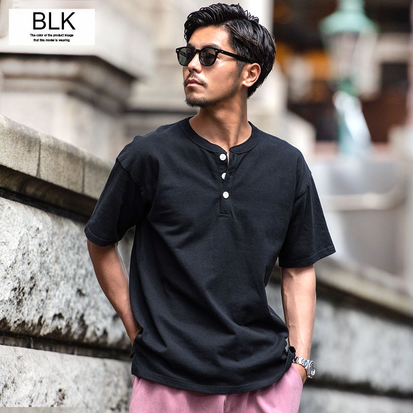 Goodwear(グッドウェア)USAコットンヘンリーネック半袖Tシャツ/全11色