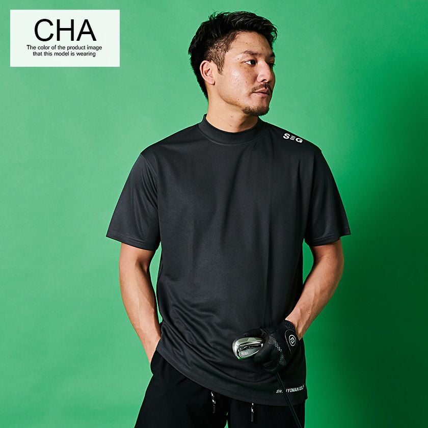 半袖Tシャツ メンズ SHI-JYOMAN GOLF(シジョマン)肩プリント半袖モック