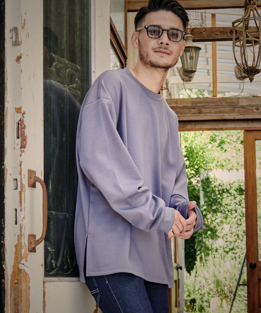  CavariA(キャバリア)ポンチサイドスリット長袖Tシャツ/全4色