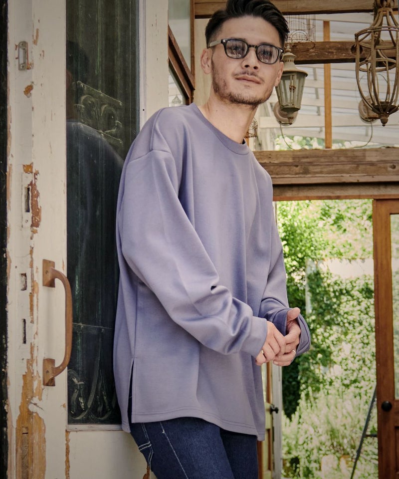  CavariA(キャバリア)ポンチサイドスリット長袖Tシャツ/全4色