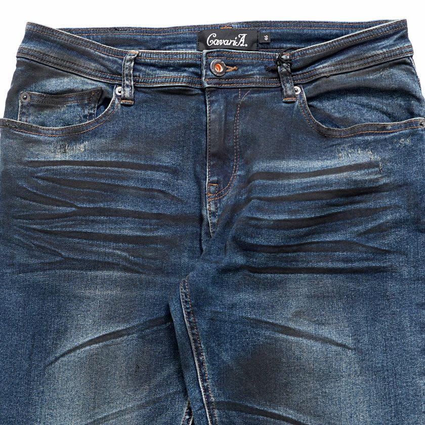 げらは様　コーティングスキニー デニムパンツ メンズ CavariA(キャバリア)汚しスキニーデニムパンツ/全2色