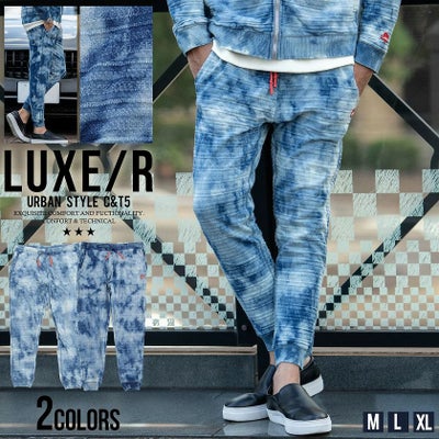スウェットパンツ メンズ LUXE／R(ラグジュ)インディゴタイダイ 