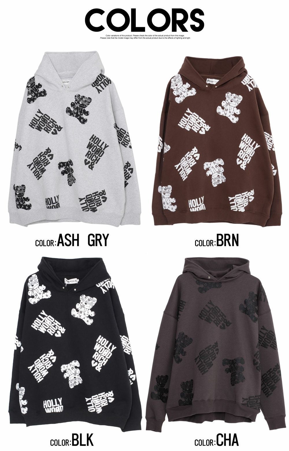 パーカー メンズ Hollywood rich.&(ハリウッドリッチ)裏起毛総柄PO長袖