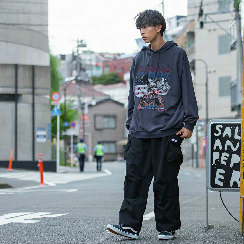 パーカー メンズ CavariA(キャバリア)ハードグラフィック加工長袖プル