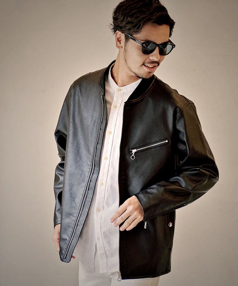 CavariA(キャバリア)PUレザージップ長袖ブルゾン/全3色