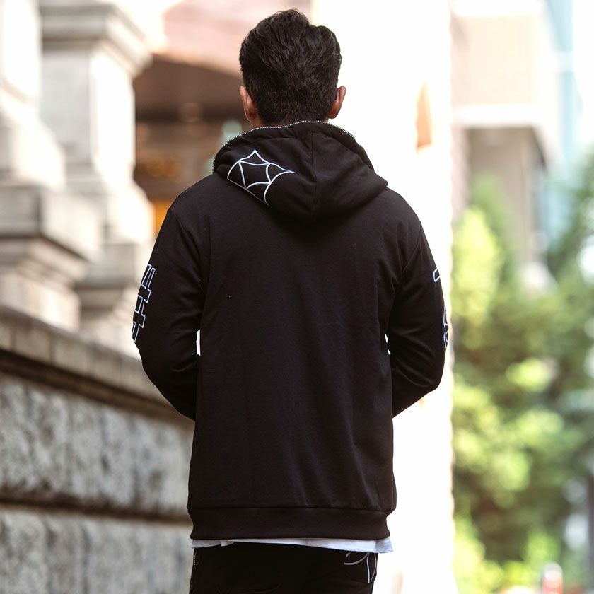 ジップパーカー メンズ LUXE／R(ラグジュ)ふくれジャガード貼り付けZIP