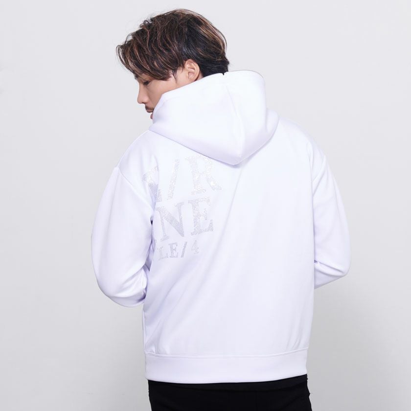 ジップパーカー メンズ LUXE／R(ラグジュ)ラインストーンロゴZIP