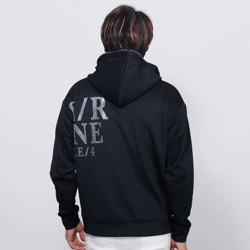 ジップパーカー メンズ LUXE／R(ラグジュ)ラインストーンロゴZIP