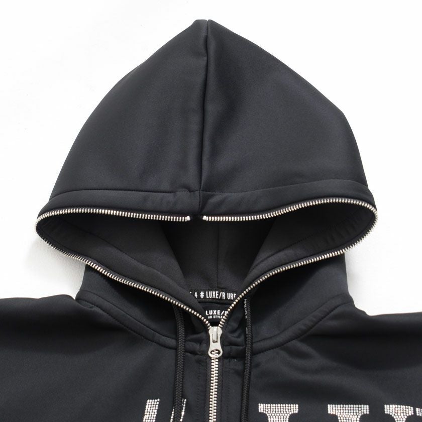 ジップパーカー メンズ LUXE／R(ラグジュ)ラインストーンロゴZIP