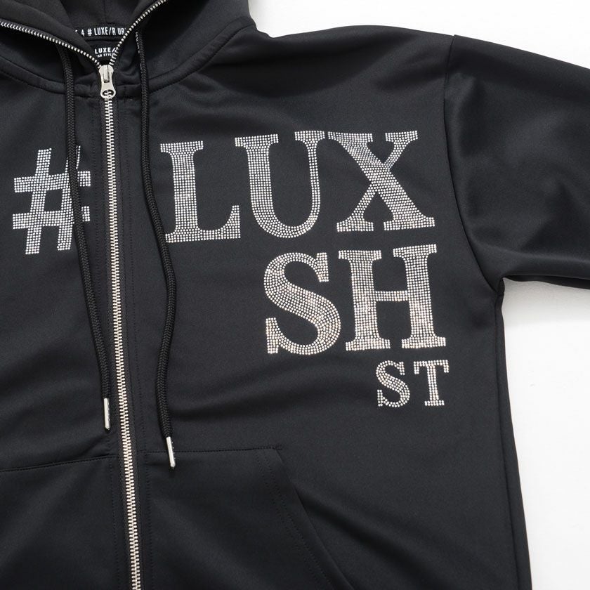 LUXE/R フォースシューラインストーンZIPパーカー ジップパーカー メンズ LUXE／R(ラグジュ)ラインストーンロゴZIP