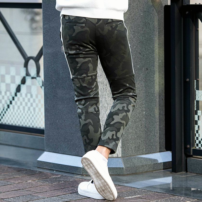 ジャージパンツ メンズ CavariA(キャバリア)迷彩ラインジャージパンツ