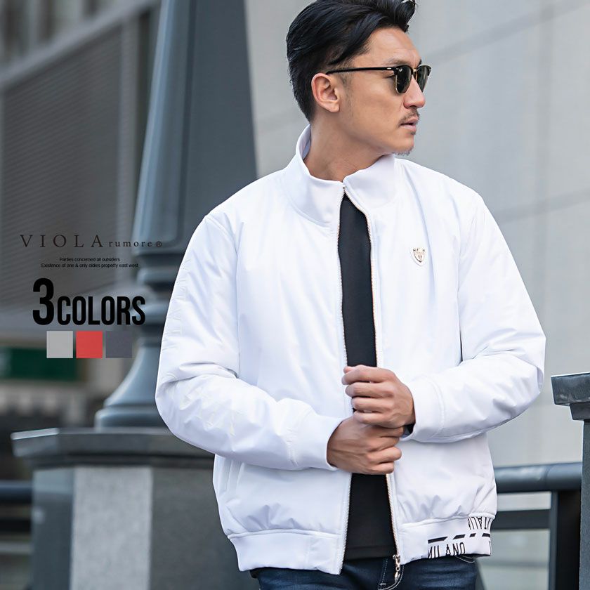 OHGA オーガ BUBBLE JK バブルジャケット ホワイト ブルゾン 中綿ジャケット メンズ VIOLA(ヴィオラ)JQD使いフルZIP UP 長袖/全3色