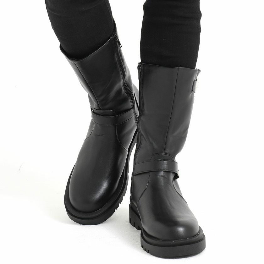 (未使用･未開封品)　グルーヴ Shoes Selection エンジニアブーツ (ベージュ) ×ラバーソール (グレー) MS-003 vf3p617 ALETTA（アレッタ） ブーツ 美脚 くしゅくしゅ エンジニアブーツ
