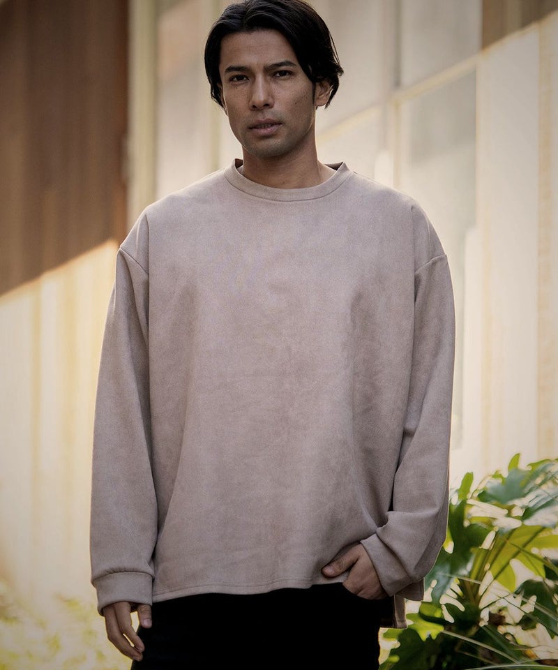  CavariA(キャバリア)ビッグカットスウェードサイドスリット長袖Tシャツ/全3色