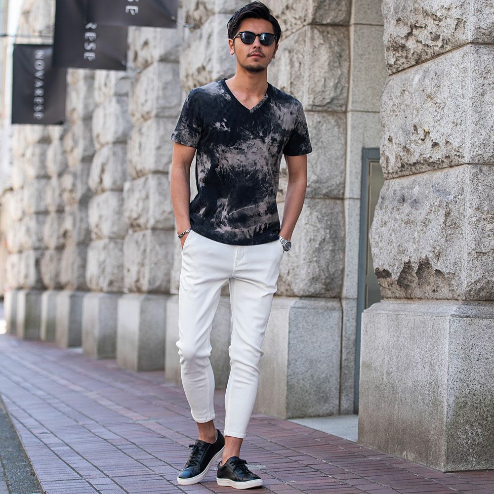 半袖Tシャツ メンズ Bernings Sho(バーニングショウ)ムラ染めテレコ