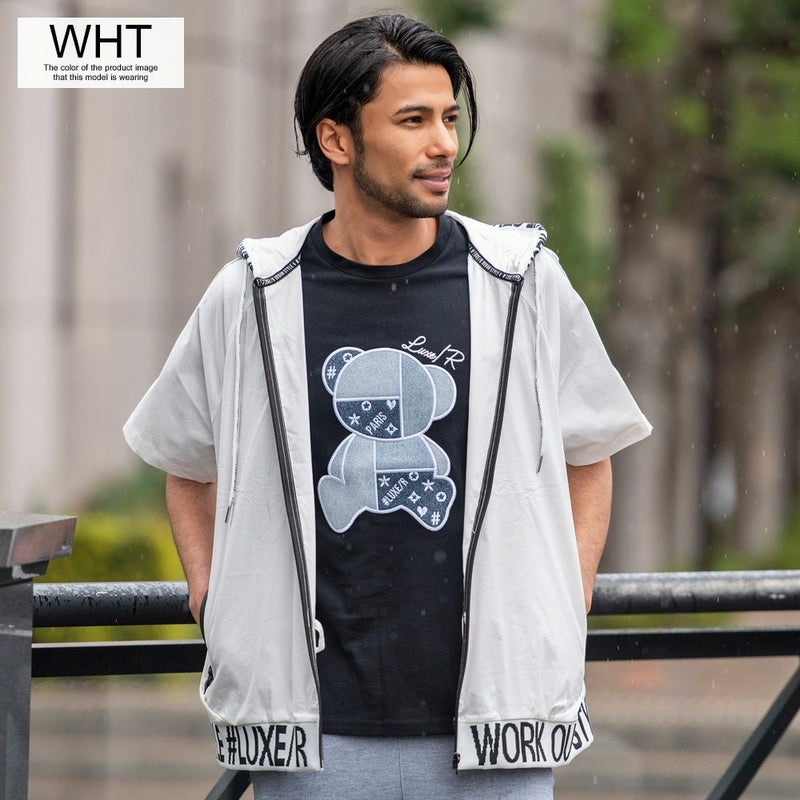 LUXE／R(ラグジュ)ストレッチ布帛半袖ZIPパーカー/全4色