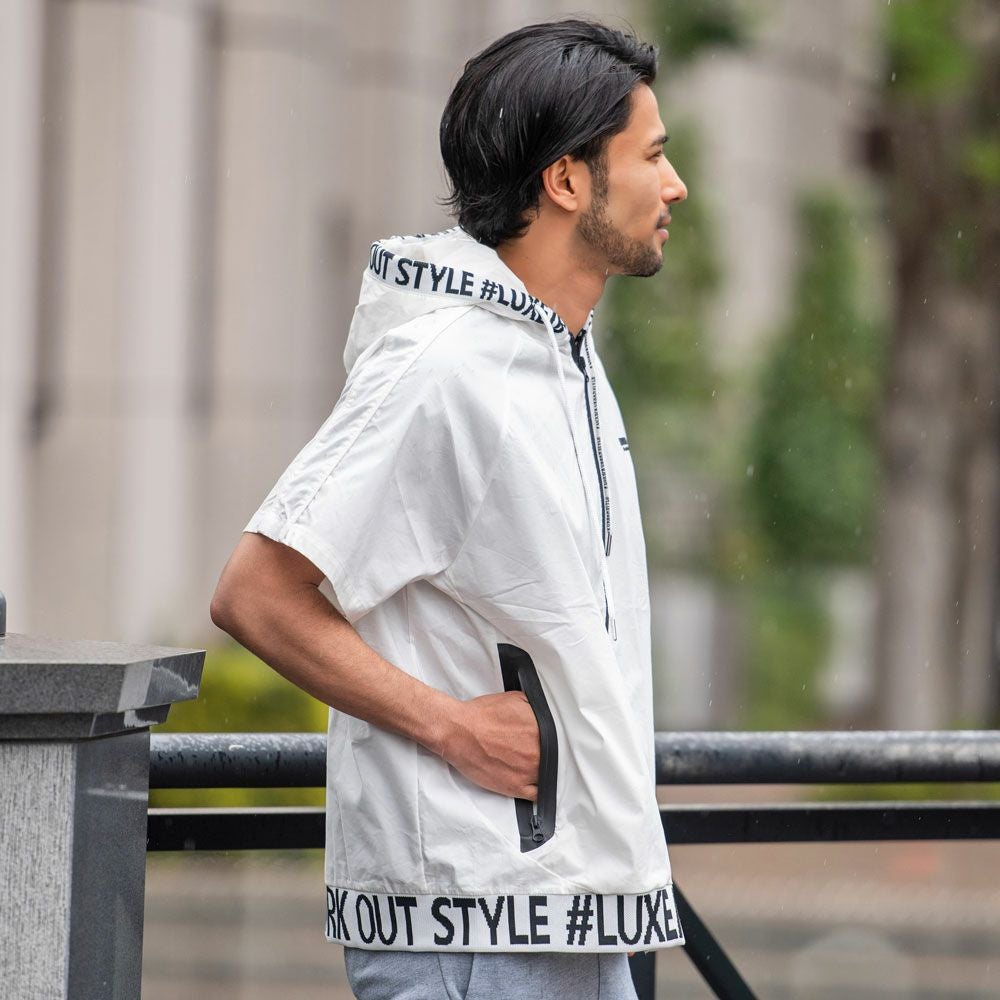 LUXE／R(ラグジュ)ストレッチ布帛半袖ZIPパーカー/全4色