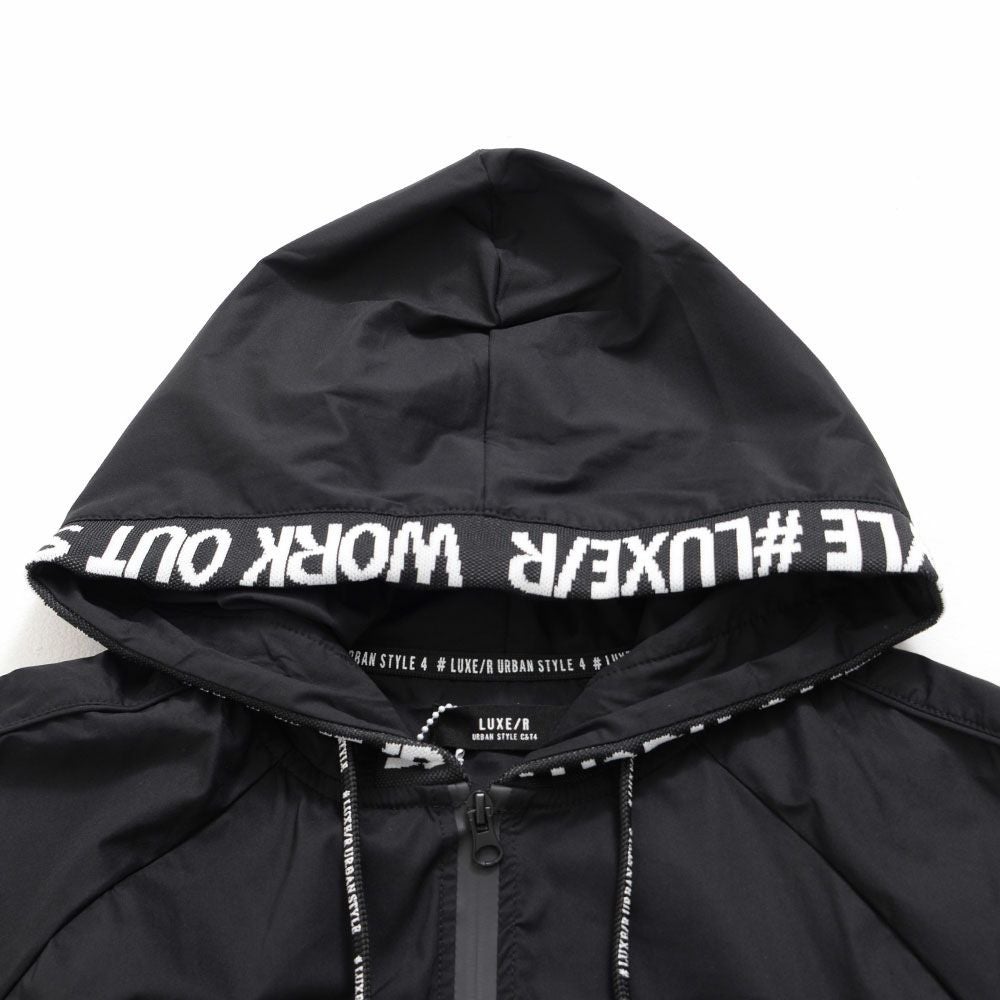 ジップパーカー メンズ LUXE／R(ラグジュ)ストレッチ布帛半袖ZIP