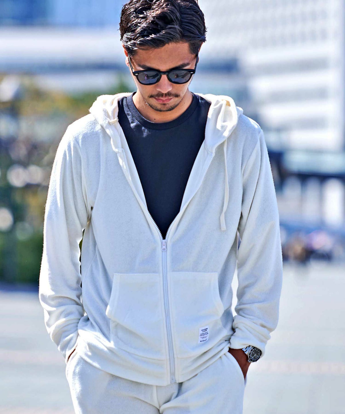 CavariA(キャバリア)パイル地ジップアップ長袖パーカー/全5色