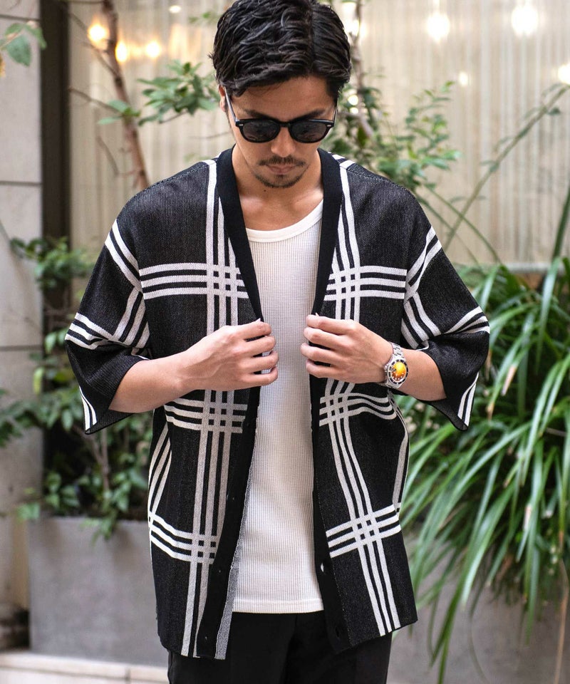 CavariA(キャバリア)Vネック 接触冷感5分袖カーディガン/全6色