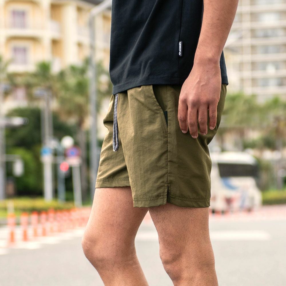ハーフパンツ メンズ CavariA(キャバリア)ワッシャーナイロンショーツ