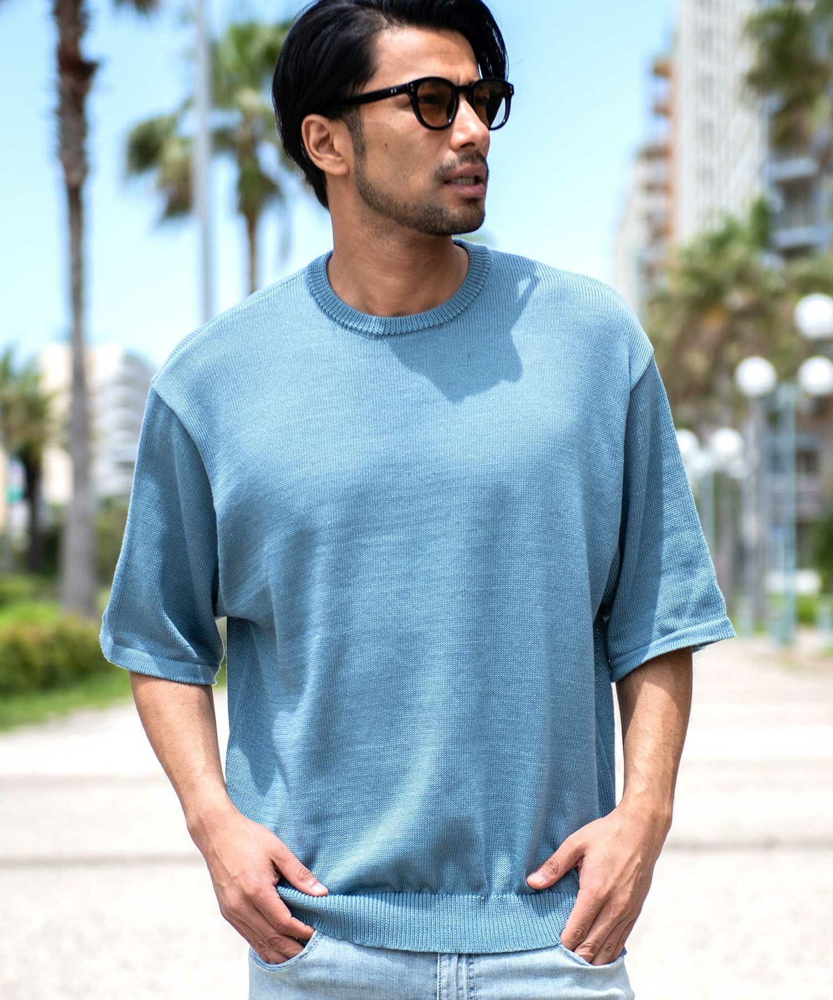 CavariA(キャバリア)接触冷感ウォッシャブル半袖ニット/全6色