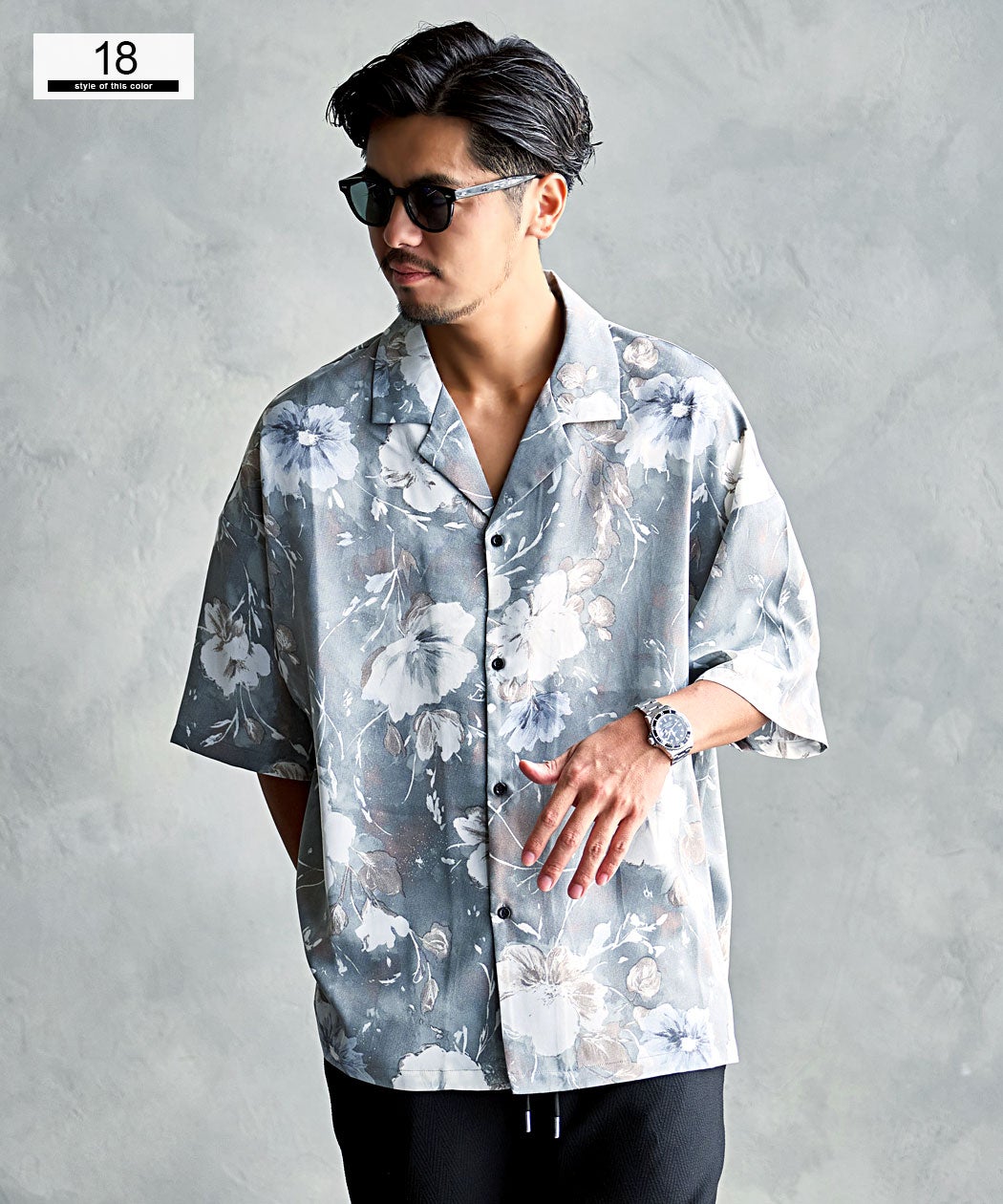 CavariA(キャバリア)総柄オープンカラーシャツ/全12色