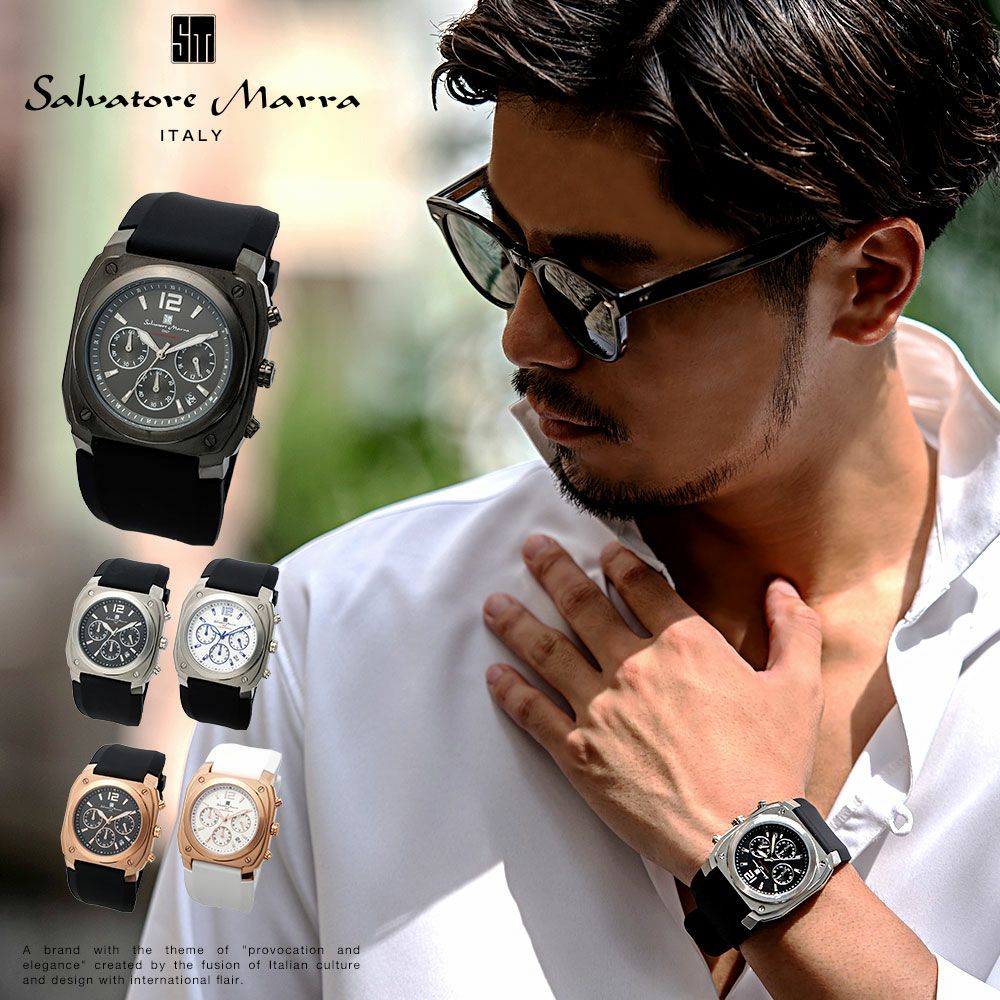 時計 メンズ Salvatore Marra(サルバトーレ マーラ)ラバーベルト