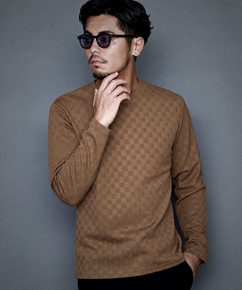 CavariA(キャバリア)ブロックチェック長袖クルーTEE/全3色