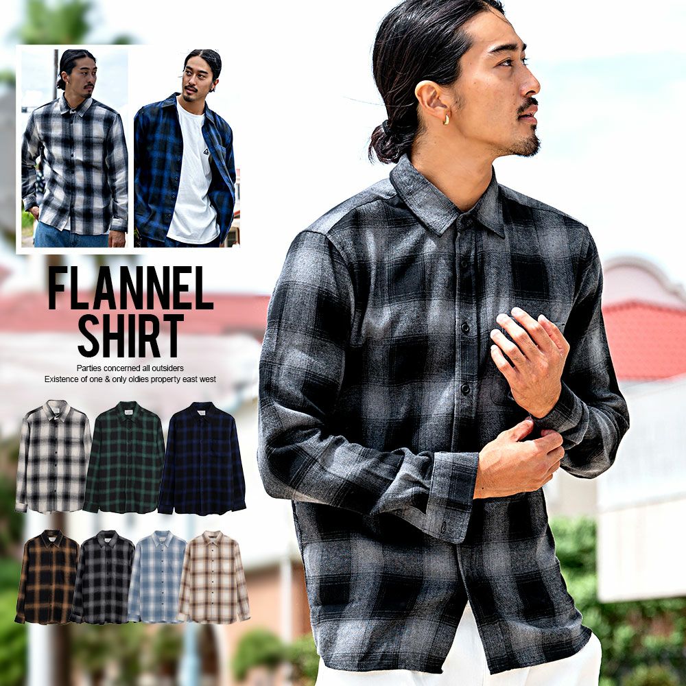 Bitter select(ビターセレクト)T/Cネルチェックシャツ 長袖/全7色