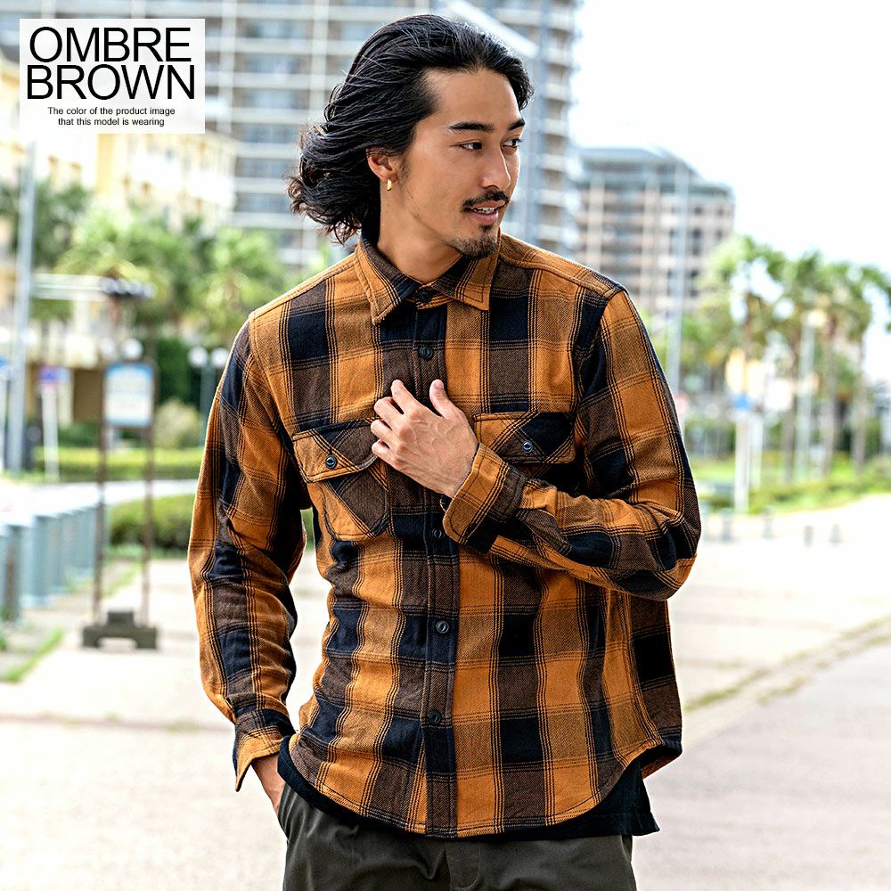 シャツ メンズ ALCARZA(アルカルザ)ヘビーフランネル長袖チェック