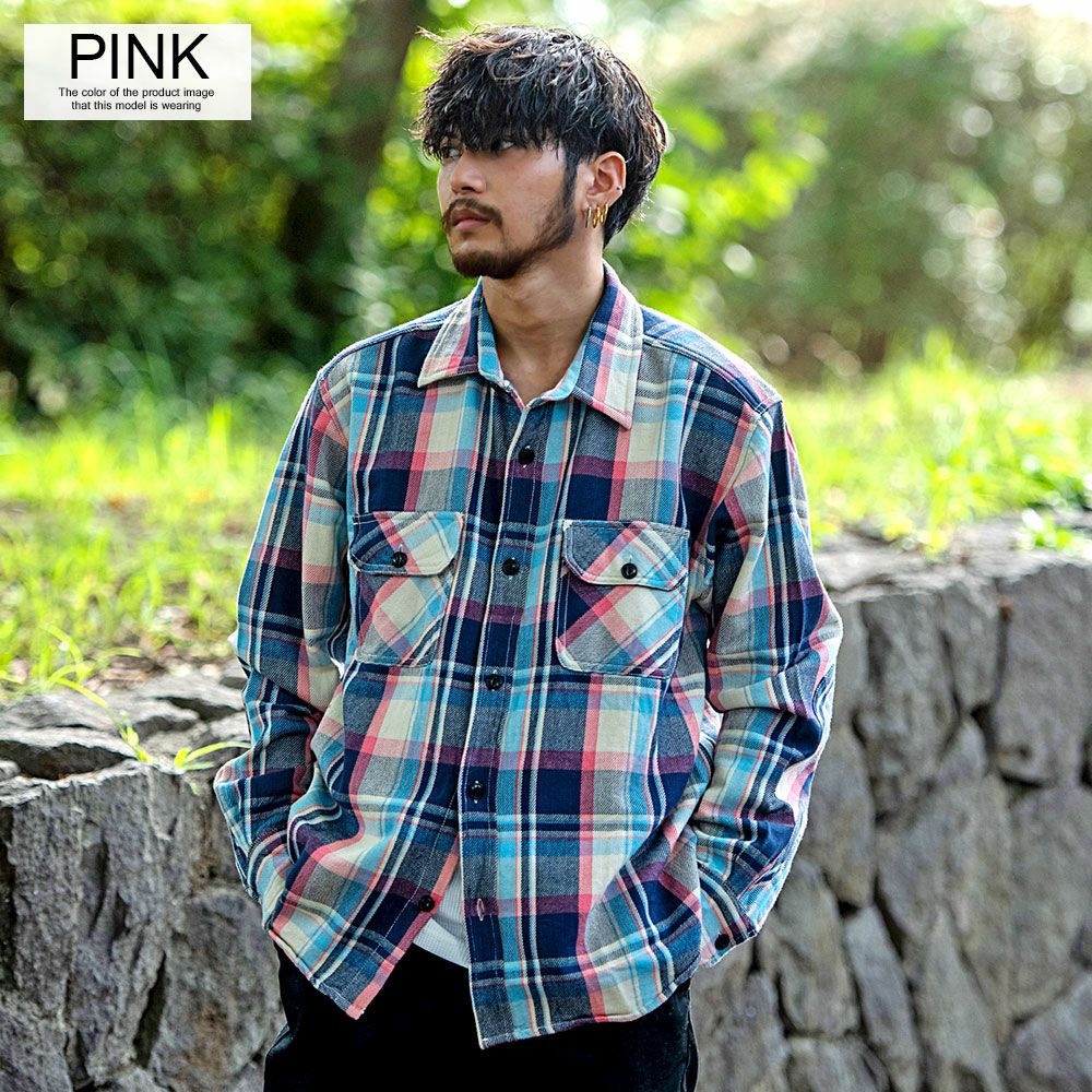 シャツ メンズ ALCARZA(アルカルザ)ヘビーフランネル長袖チェック