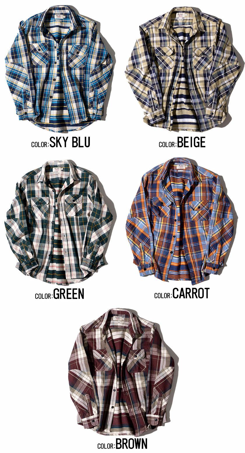 ALCARZA(アルカルザ)ヘヴィネルチェックシャツ/全29色