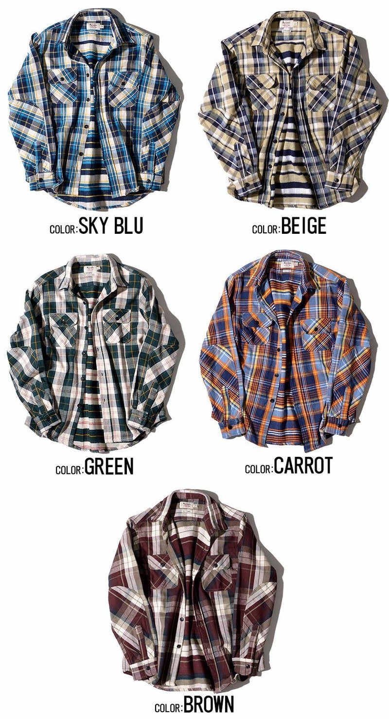 ALCARZA(アルカルザ)ヘヴィネルチェックシャツ/全29色
