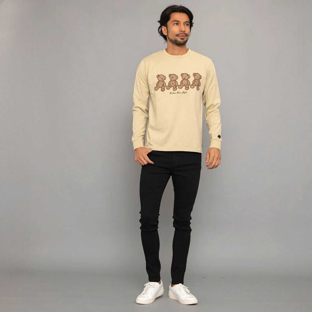 長袖Tシャツ メンズ LUXE／R(ラグジュ)天竺モノグラムベア4長袖Tシャツ